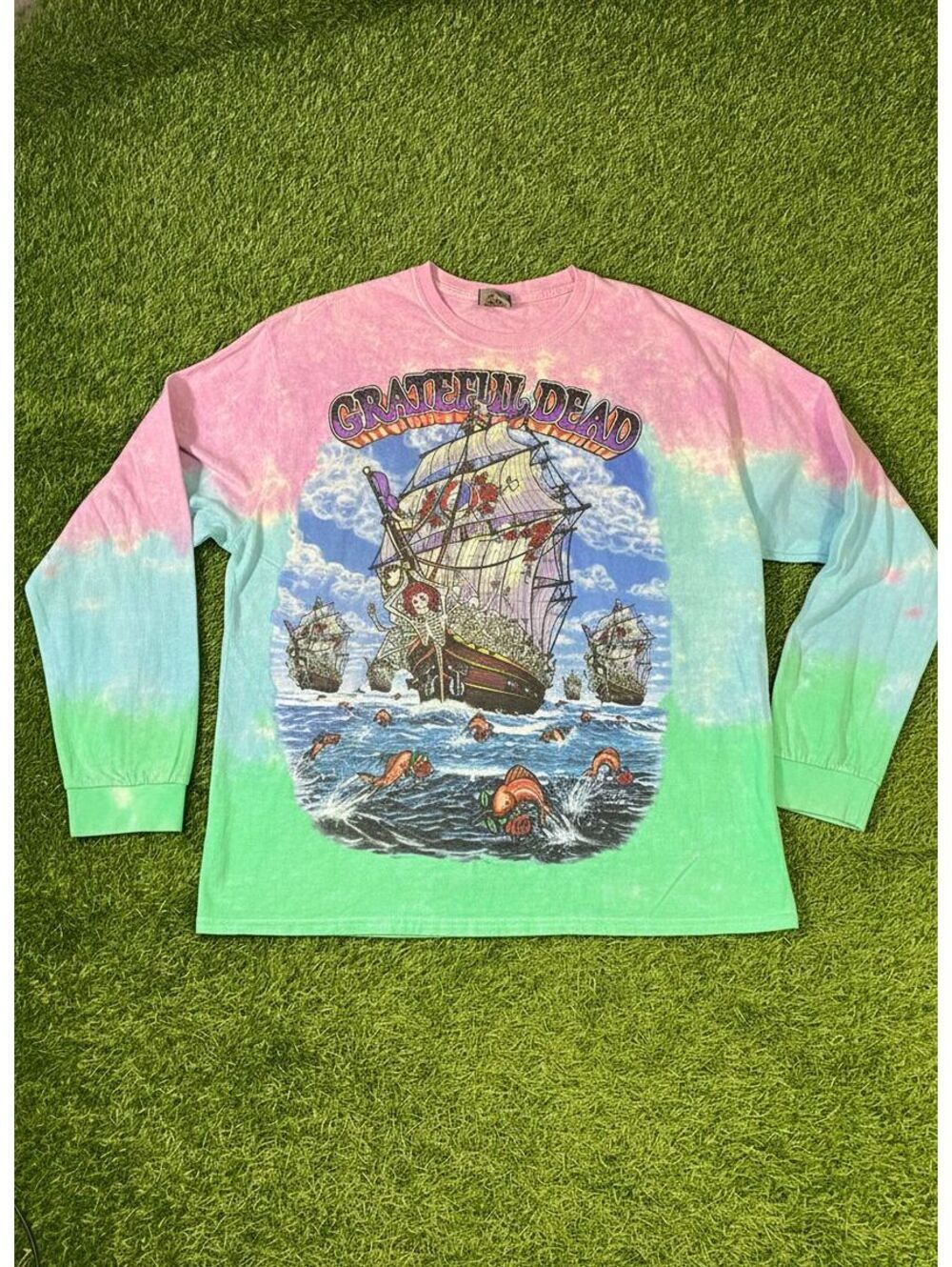 90s Liquid Blue Grateful Dead Tie-Dye Long Sleeve Shirt Multicolor XL